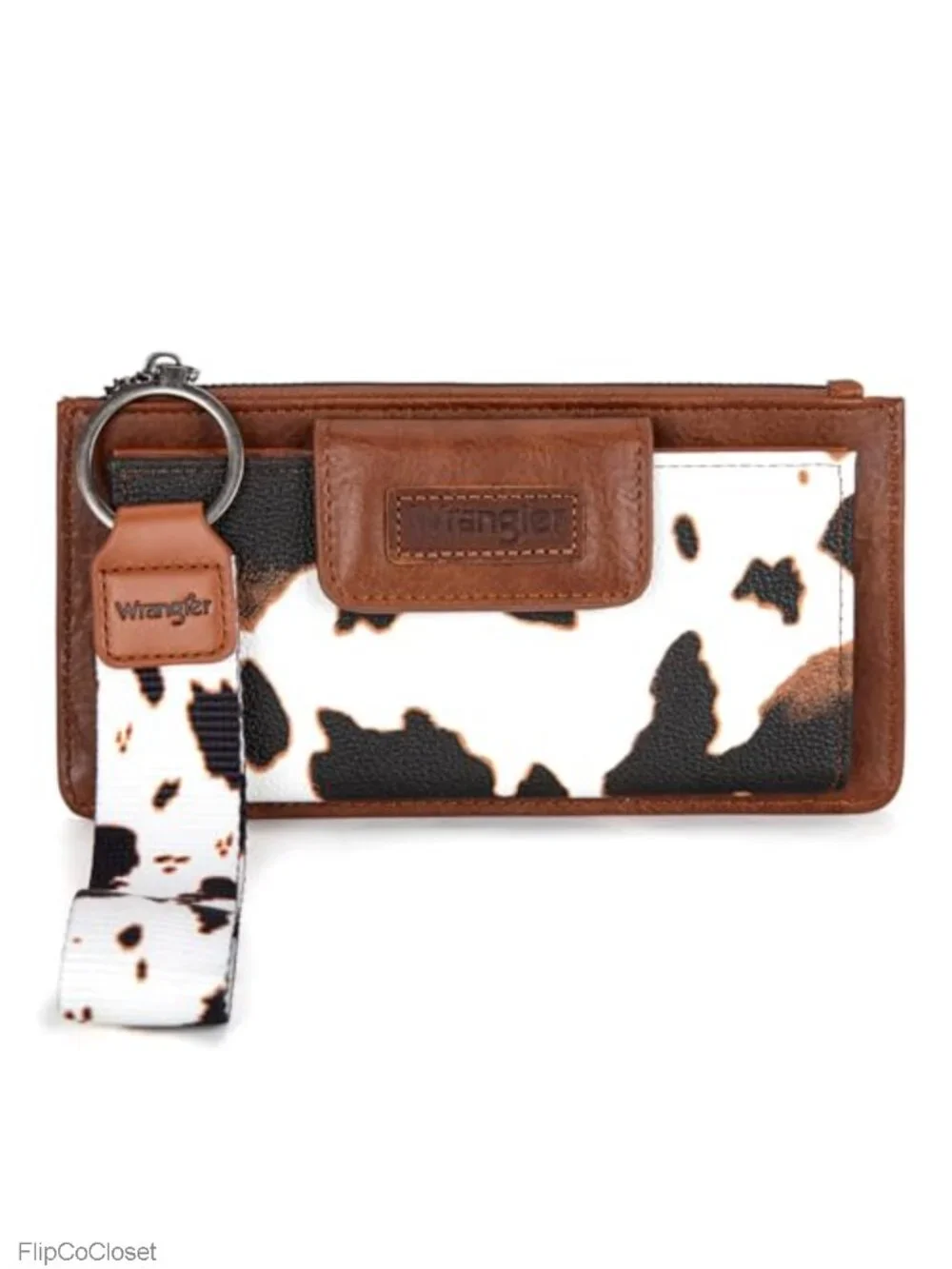 Wrangler Cow Print Wristlet Wallet RFID Card Case Coin Purse